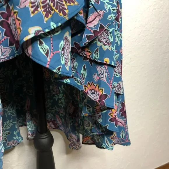 Torrid Midnight floral blue purple wrap front tunic top size 4 or 4X NWT - Picture 7 of 16